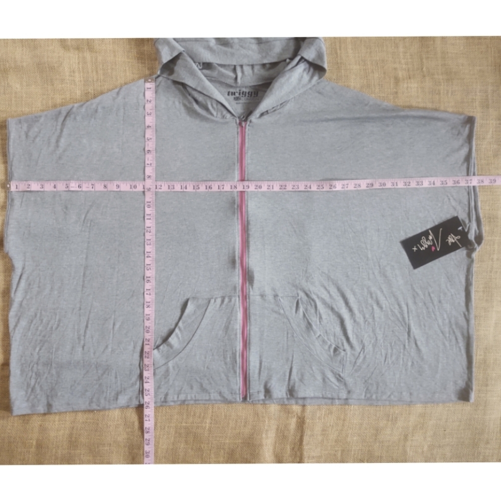 Twiggy London zip front lightweight poncho hoodie XL - Picture 3 of 7